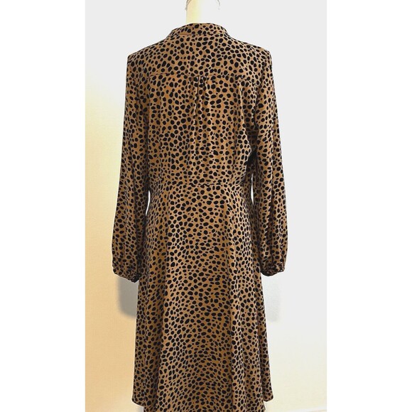 Gibson Latimer Dress Women SZ 12 Beige Animal Print Crew Neck Sheath Midi Lined - Picture 2 of 13